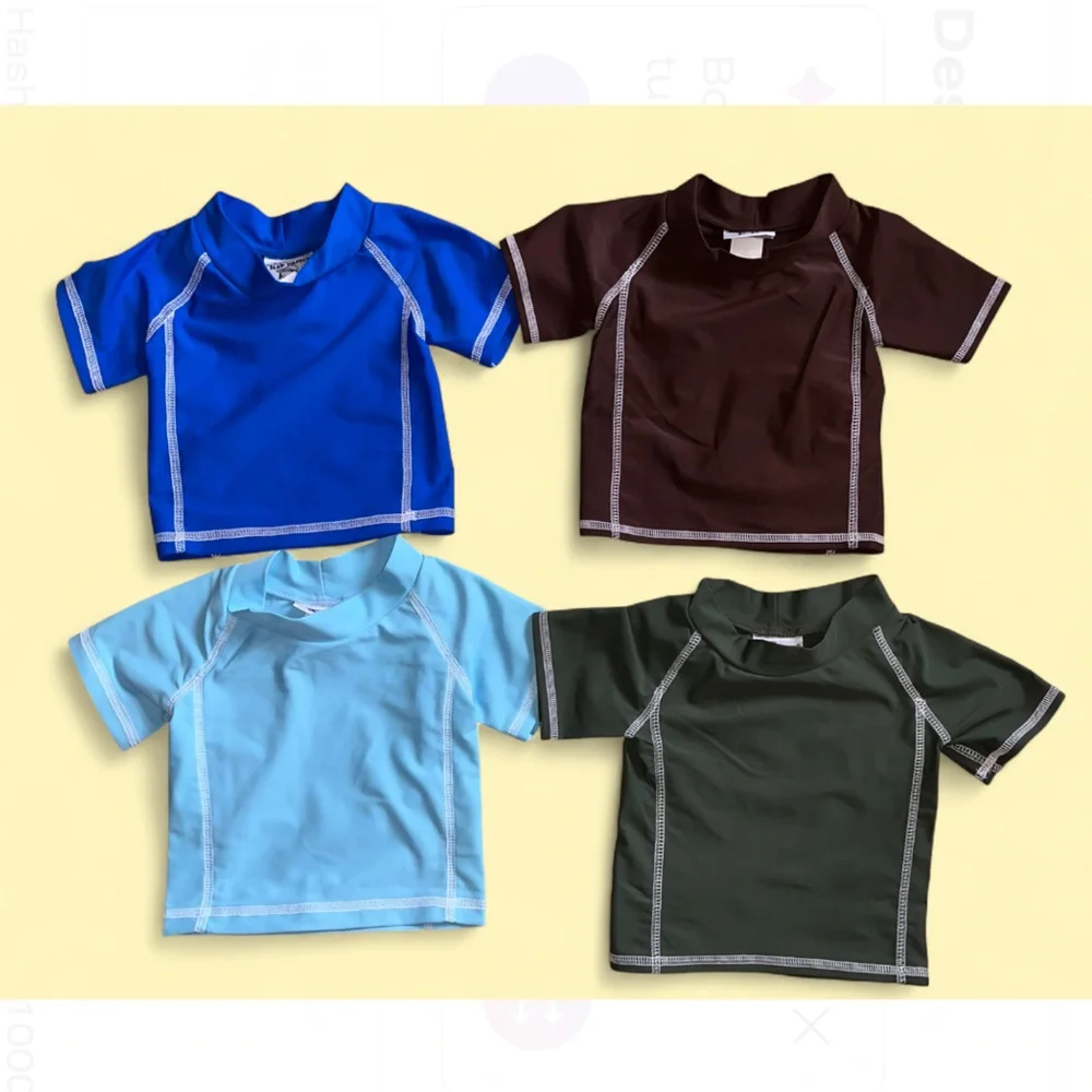 Lot of 4 Flap Happy Kids UV 50 Rash Guard Swim Short Sleeve Top Size 12M